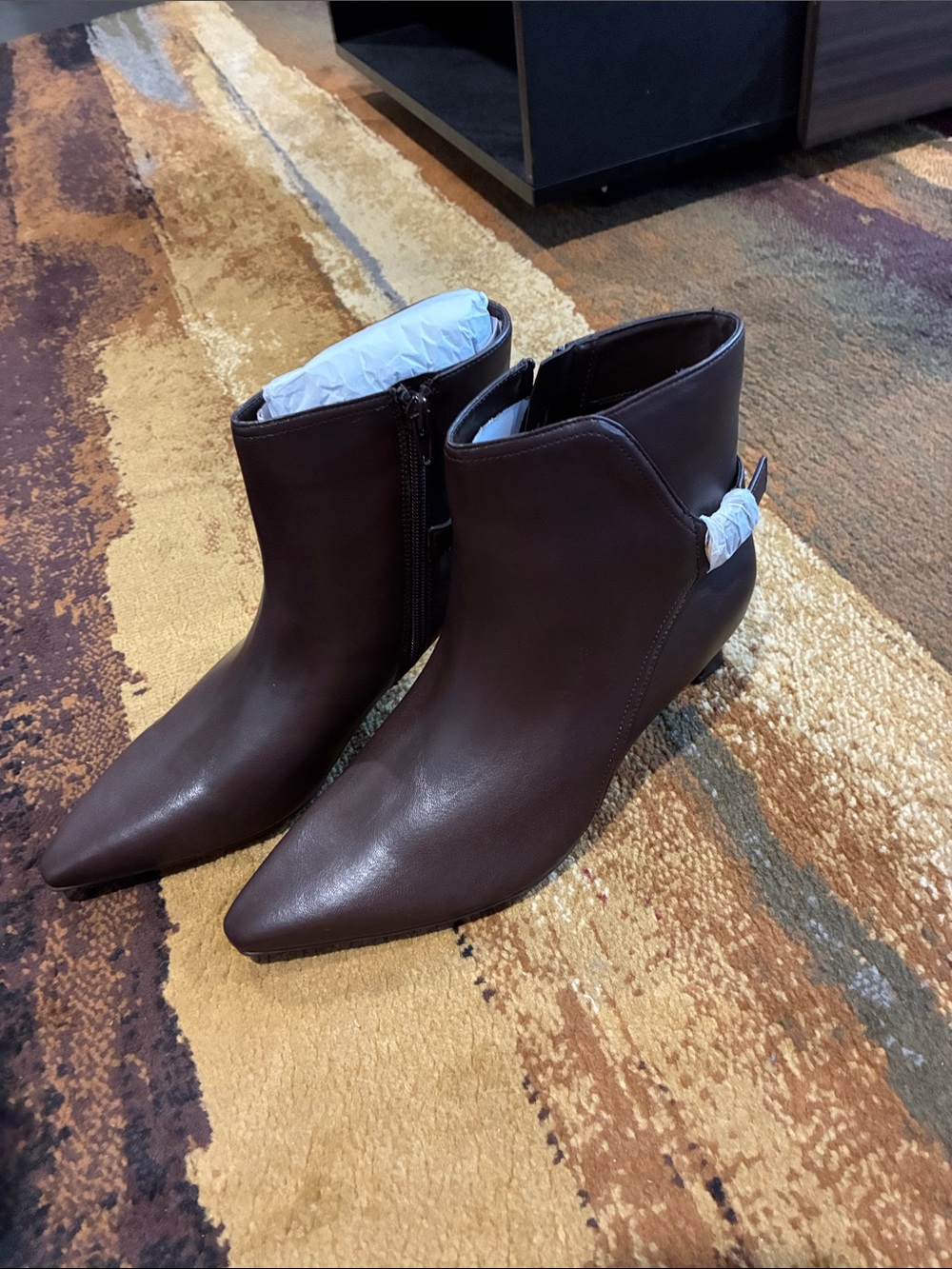 Naturalizer Dark Brown Pointed Ankle Booties with Side Zip